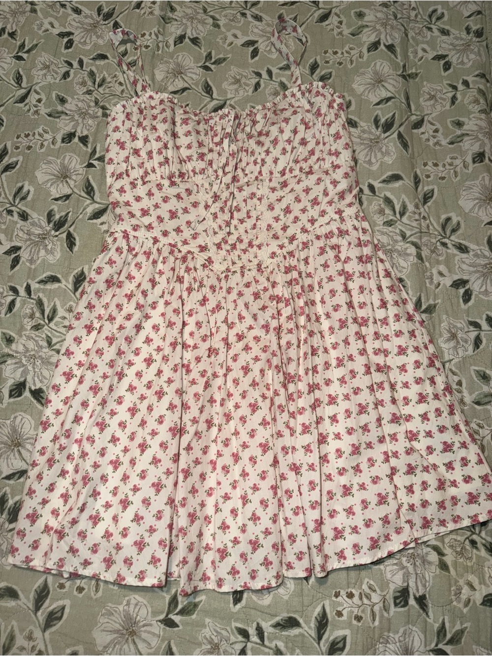 Trixxi Cream Sundress with Pink Floral Print